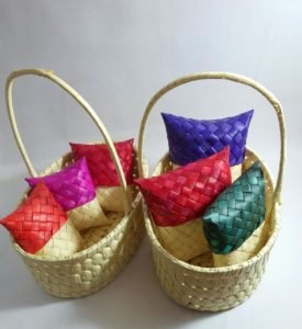 PALM LEAF BASKET AND POUCHES